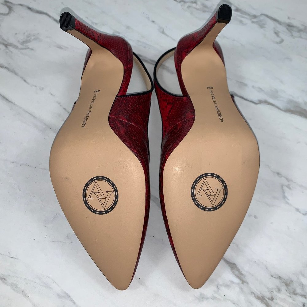 NIB ADRIENNE VITTADINI Red/Black Snake Slingbacks - Picture 6 of 6